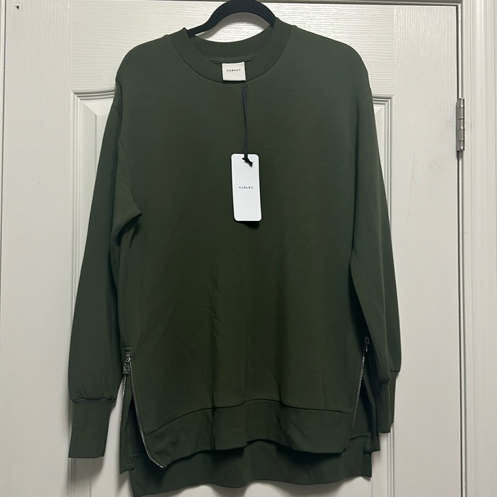 Varley Women’s Charter Sweat 2.0 - Olive Green Size 2 w/zipper detail